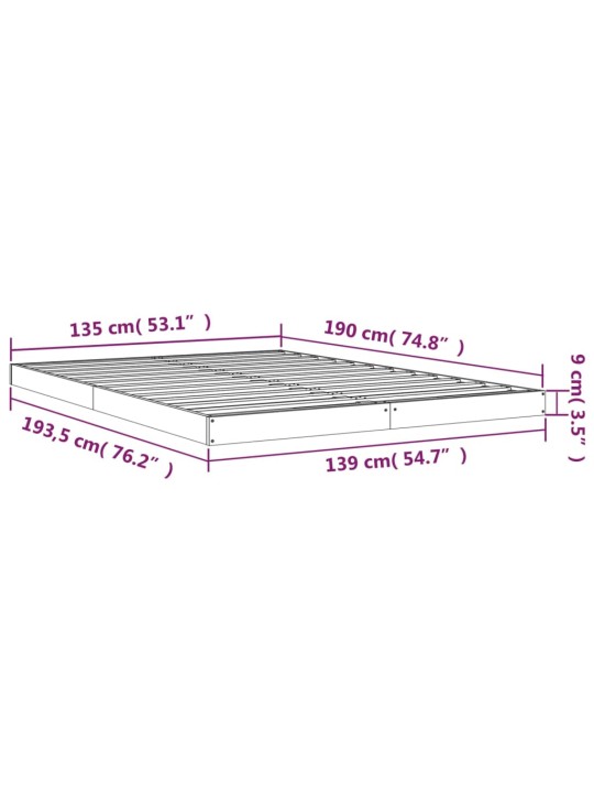 Rám postele bílý 135 x 190 cm Double masivní borové dřevo