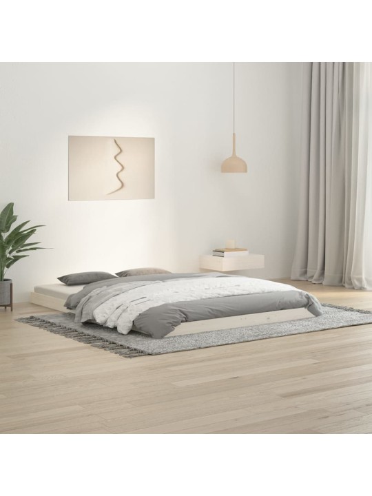 Rám postele bílý 135 x 190 cm Double masivní borové dřevo