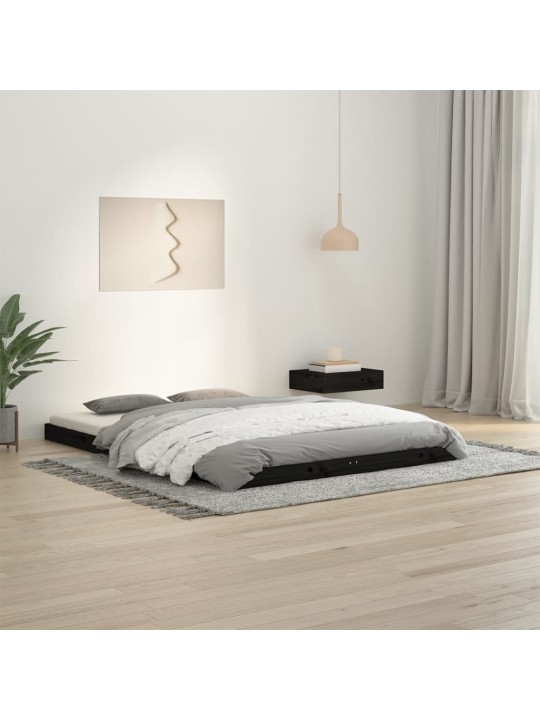 Rám postele černý 135 x 190 cm Double masivní borovice