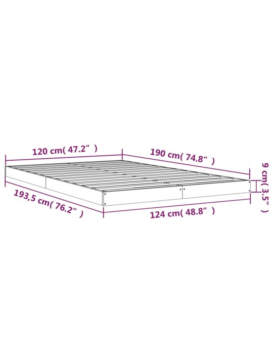 Rám postele bílý 120 x 190 cm Small Double masivní borové dřevo