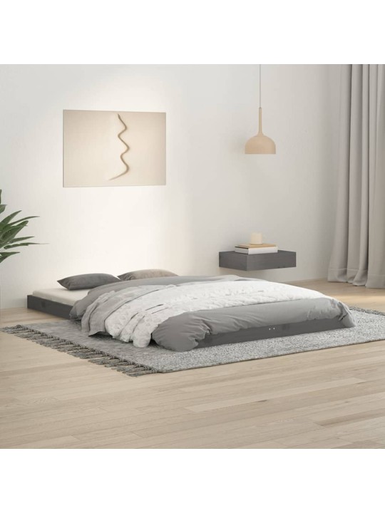 Rám postele šedý 120 x 190 cm masivní borovice Small Double