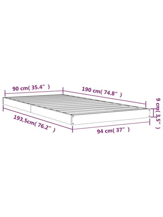 Rám postele 90 x 190 cm Single masivní borovice