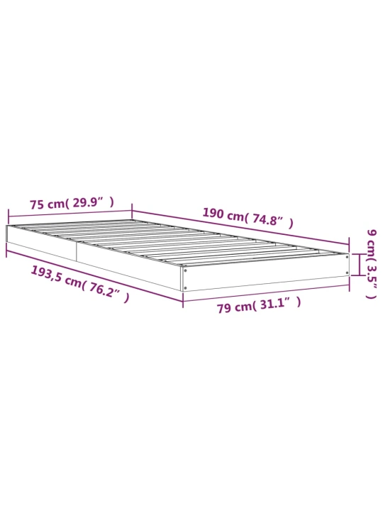 Rám postele bílý 75 x 190 cm Small Single masivní borové dřevo