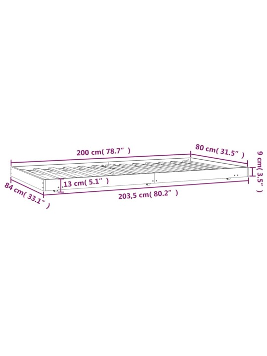 Rám postele medově hnědý 80 x 200 cm masivní borové dřevo
