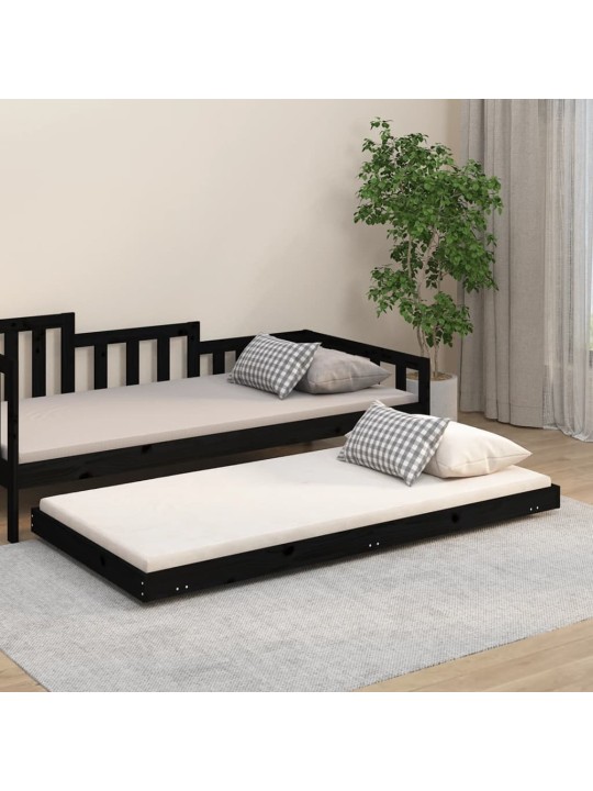 Rám postele černý 75 x 190 cm masivní borové dřevo