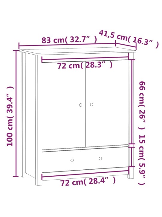 Skříň highboard šedá 83 x 41,5 x 100 cm masivní borové dřevo