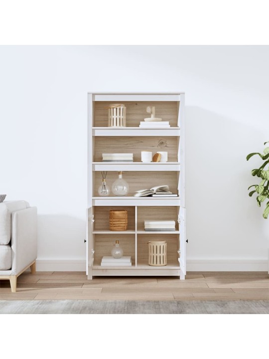 Skříň highboard bílá 80 x 35 x 154 cm masivní borové dřevo