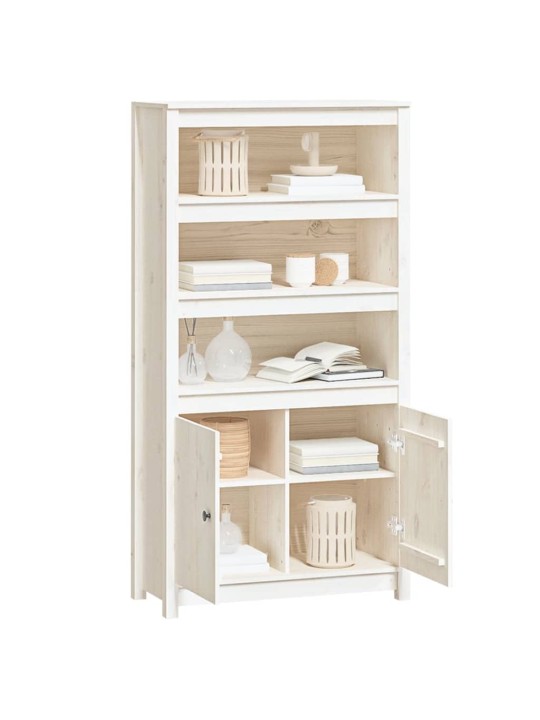 Skříň highboard bílá 80 x 35 x 154 cm masivní borové dřevo