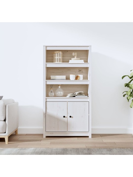Skříň highboard bílá 80 x 35 x 154 cm masivní borové dřevo