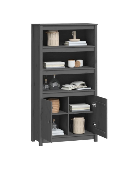 Skříň highboard šedá 80 x 35 x 154 cm masivní borové dřevo