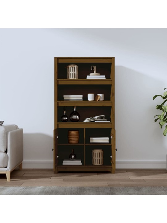 Skříň highboard medově hnědá 80 x 35 x 154 cm masivní borovice