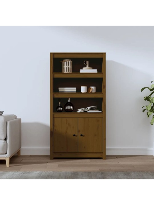 Skříň highboard medově hnědá 80 x 35 x 154 cm masivní borovice