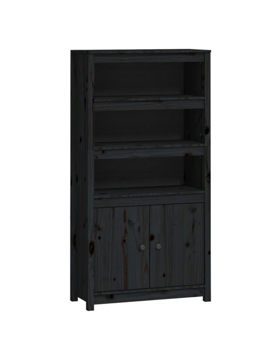 Skříň highboard černá 80 x 35 x 154 cm masivní borové dřevo