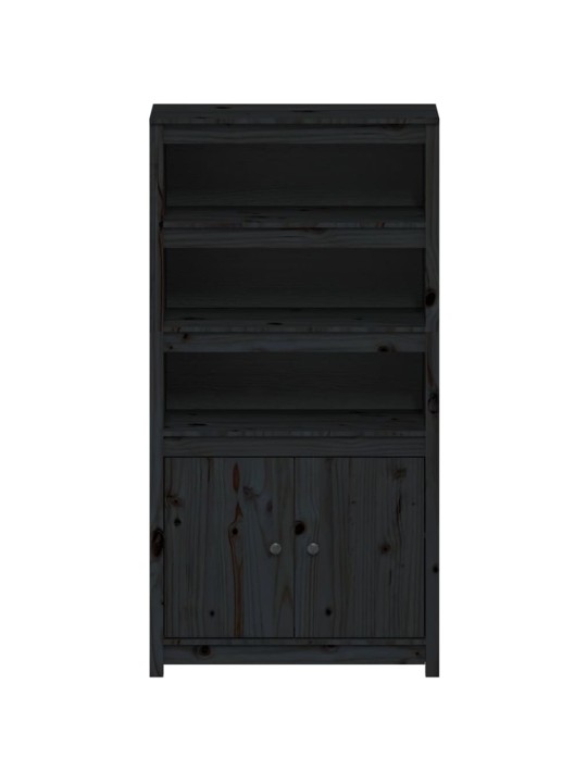 Skříň highboard černá 80 x 35 x 154 cm masivní borové dřevo