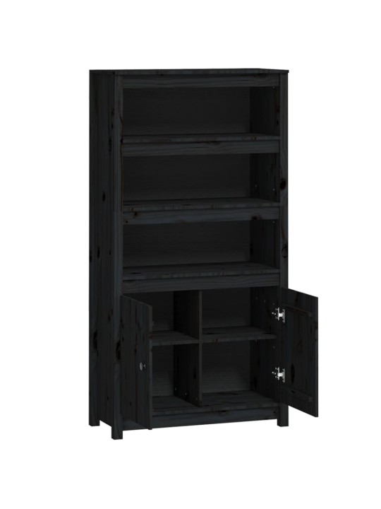 Skříň highboard černá 80 x 35 x 154 cm masivní borové dřevo