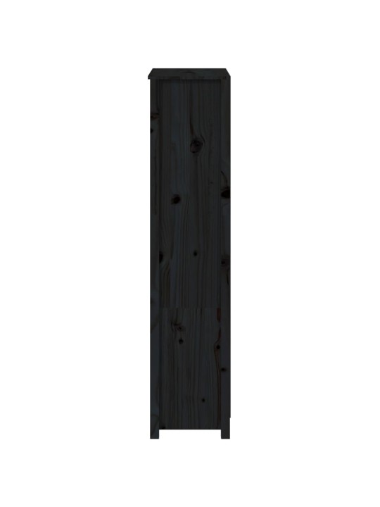 Skříň highboard černá 80 x 35 x 154 cm masivní borové dřevo
