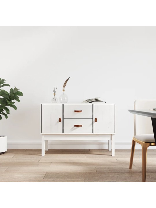 Příborník bílý 110 x 40 x 78 cm masivní borové dřevo