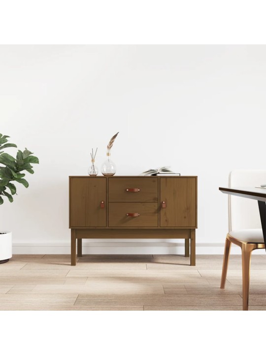 Příborník medově hnědý 110 x 40 x 78 cm masivní borové dřevo