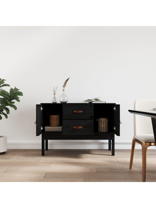 Příborník černý 110 x 40 x 78 cm masivní borové dřevo