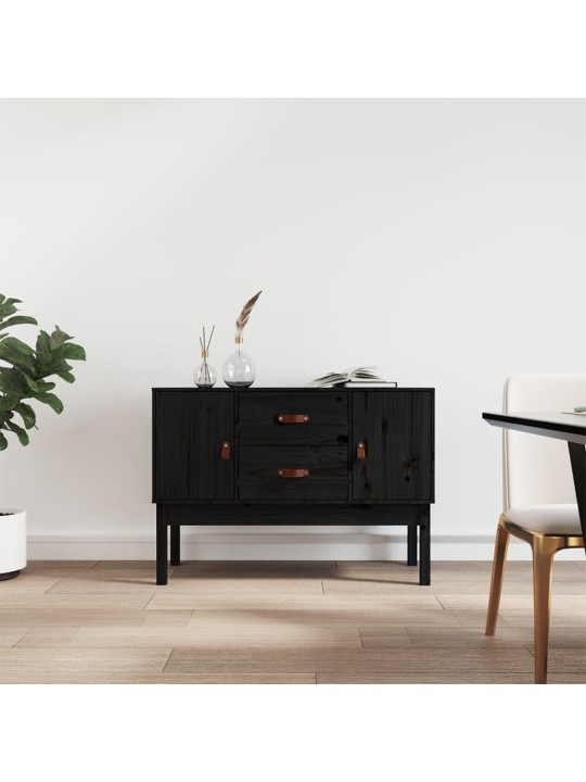 Příborník černý 110 x 40 x 78 cm masivní borové dřevo