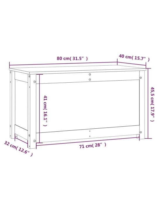 Úložný box šedá 80 x 40 x 45,5 cm masivní borové dřevo