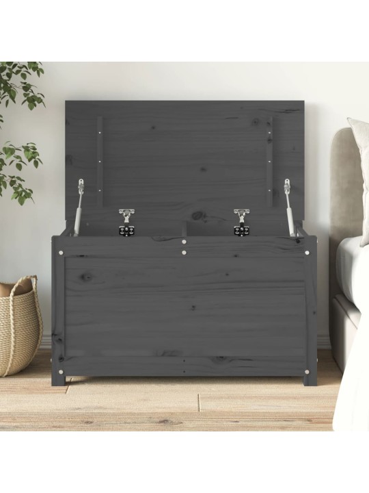 Úložný box šedá 80 x 40 x 45,5 cm masivní borové dřevo