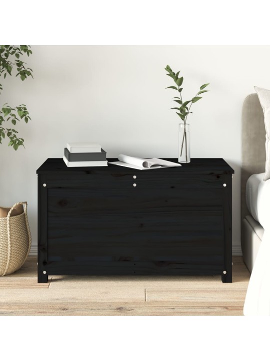 Úložný box černý 80x40x45,5 cm masivní borové dřevo