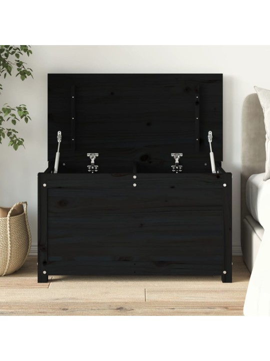 Úložný box černý 80x40x45,5 cm masivní borové dřevo