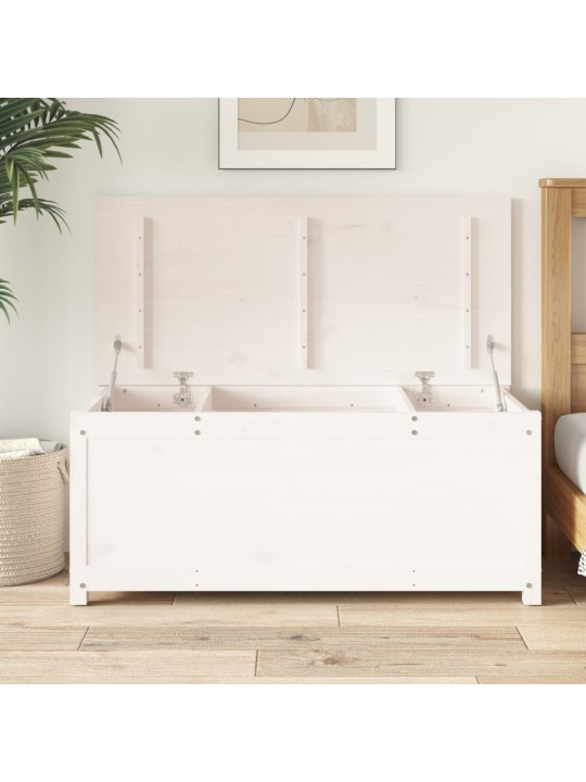 Úložný box bílá 110 x 50 x 45,5 cm masivní borové dřevo