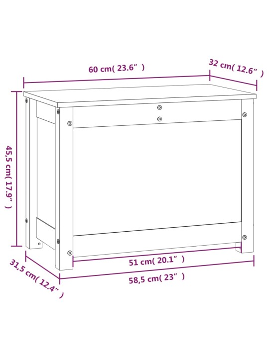 Úložný box šedá 60x32x45,5 cm masivní borové dřevo