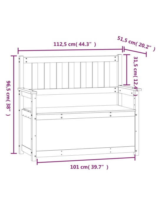Lavice šedá 112,5 x 51,5 x 96,5 cm masivní borovice