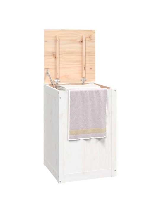 Box na prádlo bílý 44 x 44 x 66 cm masivní borové dřevo