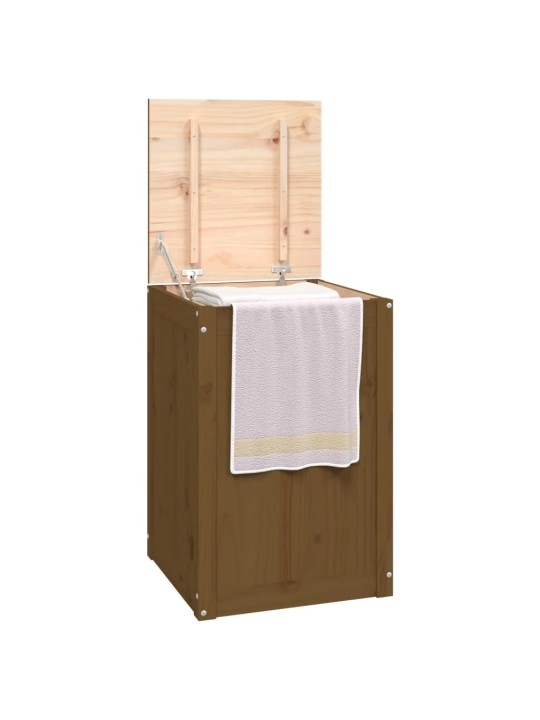 Box na prádlo medově hnědý 44 x 44 x 66 cm masivní borové dřevo