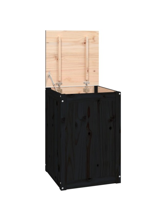 Box na prádlo černý 44 x 44 x 66 cm masivní borové dřevo