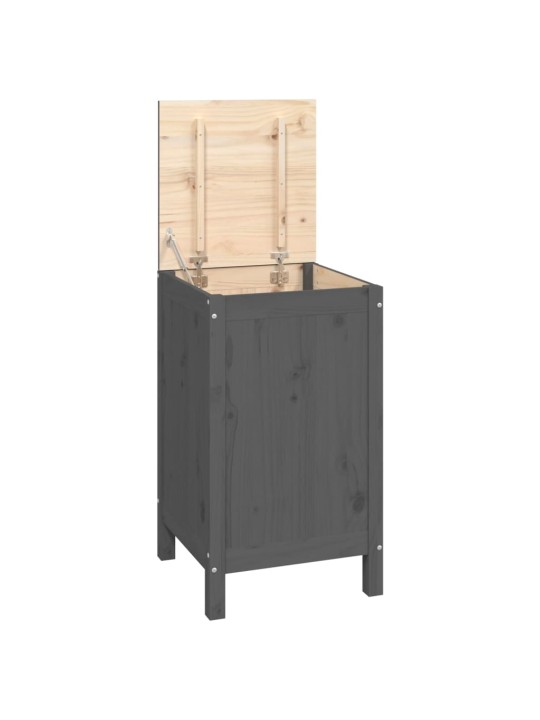 Box na prádlo šedý 44 x 44 x 76 cm masivní borové dřevo