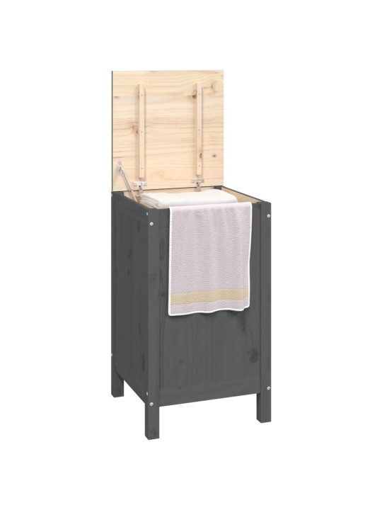 Box na prádlo šedý 44 x 44 x 76 cm masivní borové dřevo