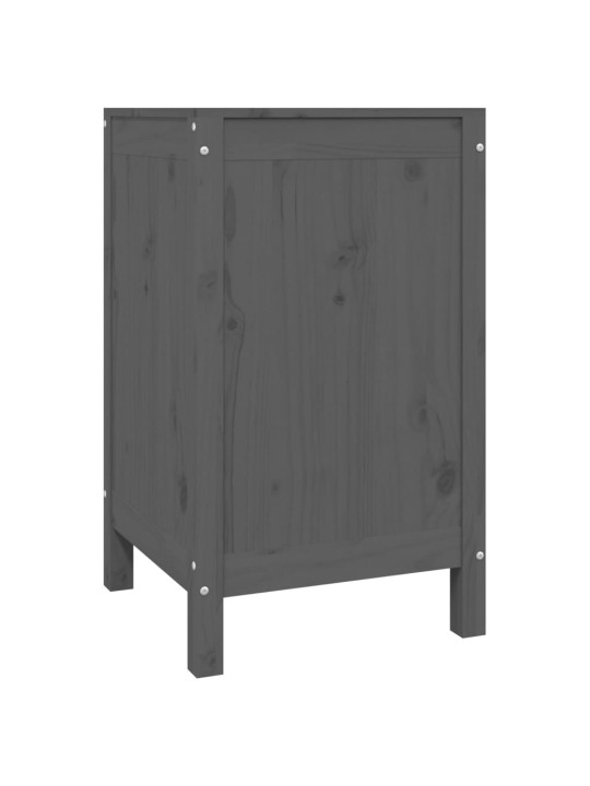 Box na prádlo šedý 44 x 44 x 76 cm masivní borové dřevo