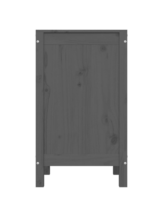 Box na prádlo šedý 44 x 44 x 76 cm masivní borové dřevo