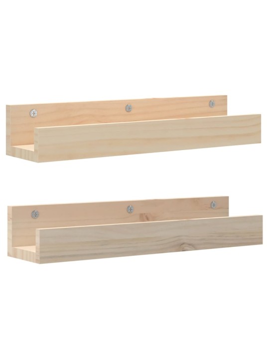 Nástěnné police 2 ks 50 x 12 x 9 cm masivní borové dřevo