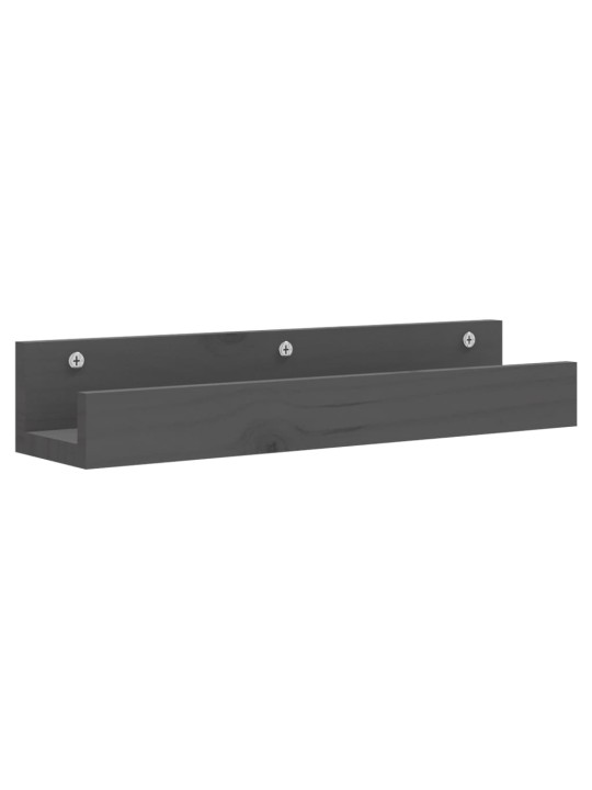 Nástěnné police 2 ks šedé 50 x 12 x 9 cm masivní borové dřevo