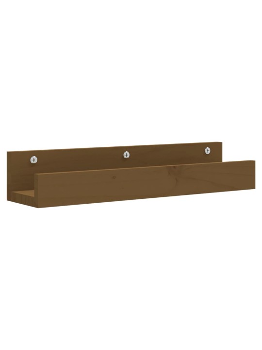 Nástěnné police 2 ks medově hnědé 50x12x9 cm masivní borovice