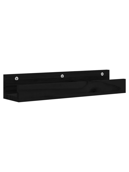 Nástěnné police 2 ks černé 50 x 12 x 9 cm masivní borové dřevo