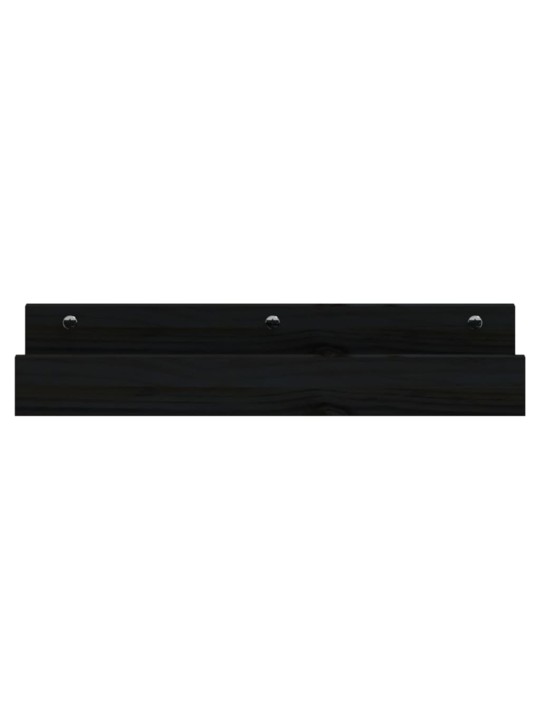 Nástěnné police 2 ks černé 50 x 12 x 9 cm masivní borové dřevo