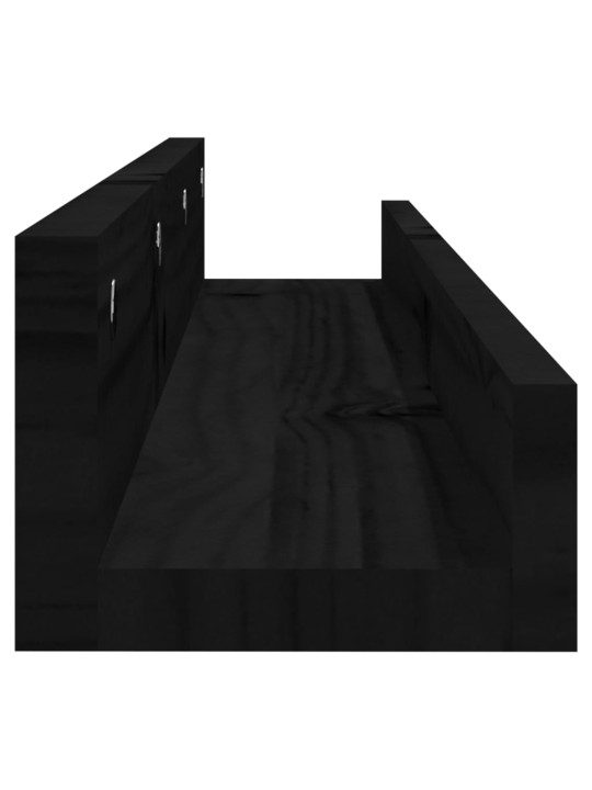 Nástěnné police 2 ks černé 80 x 12 x 9 cm masivní borové dřevo