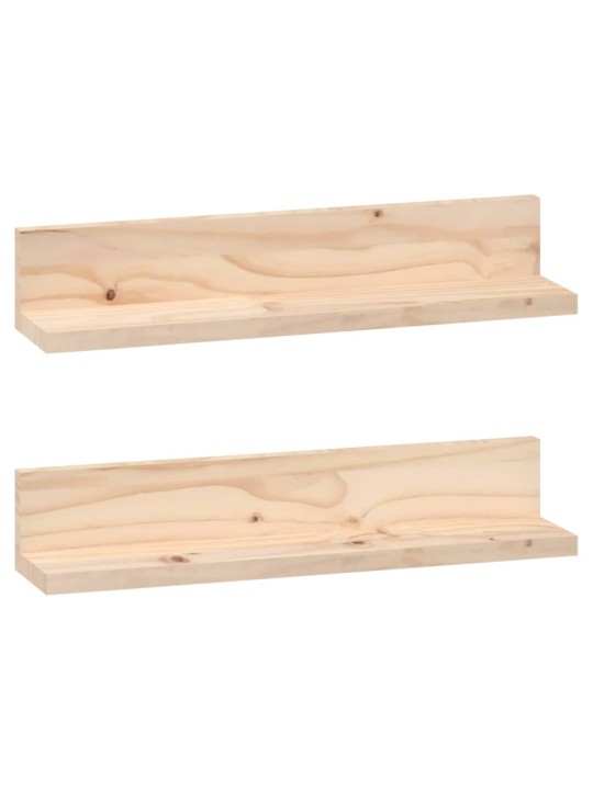 Nástěnné police 2 ks 50 x 11 x 9 cm masivní borové dřevo