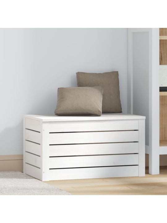 Úložný box bílý 59,5 x 36,5 x 33 cm masivní borové dřevo