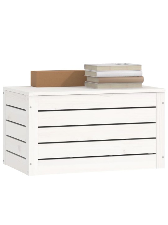 Úložný box bílý 59,5 x 36,5 x 33 cm masivní borové dřevo
