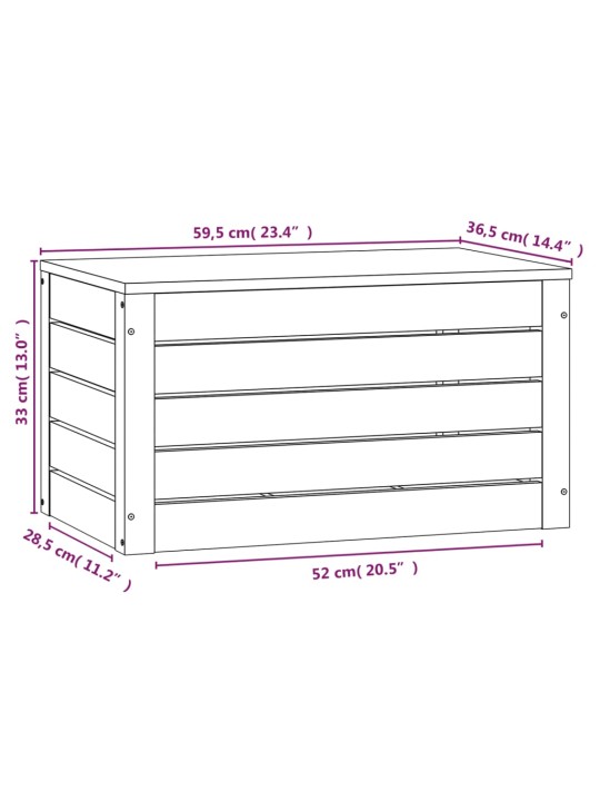 Úložný box bílý 59,5 x 36,5 x 33 cm masivní borové dřevo