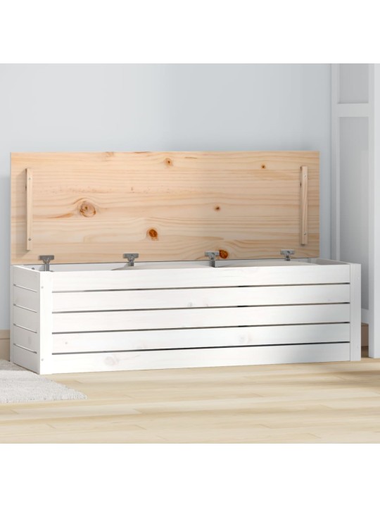 Úložný box bílý 109x36,5x33 cm masivní borové dřevo