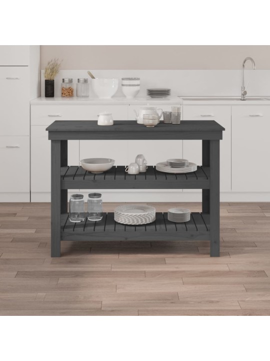Dílenský stůl šedý 110,5 x 50 x 80 cm masivní borové dřevo